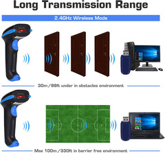 Wonenice Barcode Scanner Wireless 2-In-1 2.4Ghz Wireless+Usb 2.0 Wired Handheld