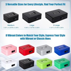 Secure Portable Cash Box with Combination Lock – 7.87&Prime; x 6.30&Prime; x 3.35&Prime; Black