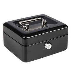 Cash Box with Money Tray, Small Money Box with Key Lock, 6&Prime; x 4 4/5&Prime; x 3&Prime;, Black
