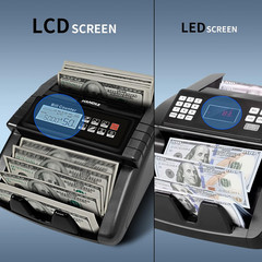 AL1000 Money Counter Machine with Value Counting, Support Dollar and Euro, UV, M