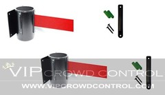 WALL MOUNT STANCHIONS, 2 PCS PACKAGE AISLEWAY 156&Prime; RED BELT, VIP CROWD CONTROL