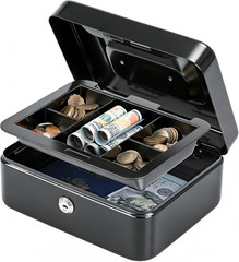 Medium Cash Box with Removable Money Tray, Key Lock Metal Storage Box with 2 Key