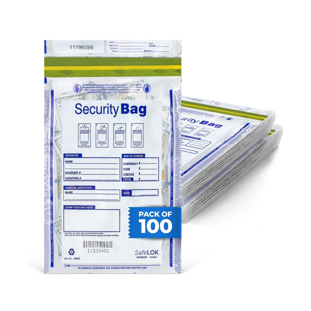 Bank Deposit Bags Plastic | Tamper-Evident Cash Deposit Bag | Opaque White Mo…