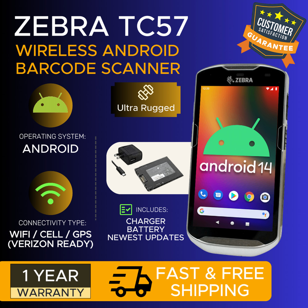 ✅Zebra TC57 Android 2D/1D/QR Code Barcode Scanner TC57HO, 1-YEAR WARRANTY!🔥⭐