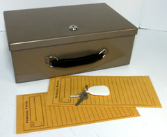 Vintage Brown Fire Proof Steel Lock Box With Two Keys 12.5&Prime; x 8.25&Prime; x 4.5