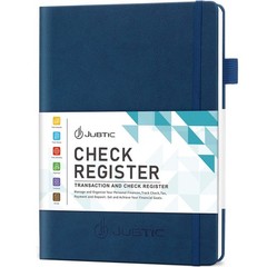 JUBTIC Check Register Book Large 7.5×10&Prime; Ledger Personal Small Business Navy Blu