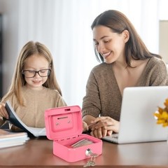 Cash Box with Lock Small Cute Coin Lock Box with Money Slot Mini Portable Gamble