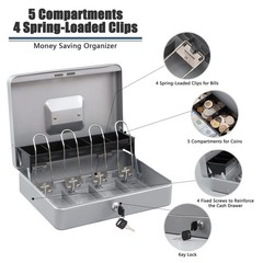 KYODOLED Locking Cash Box with Lock,Money Box with Cash Tray,Lock Safe Box wi…