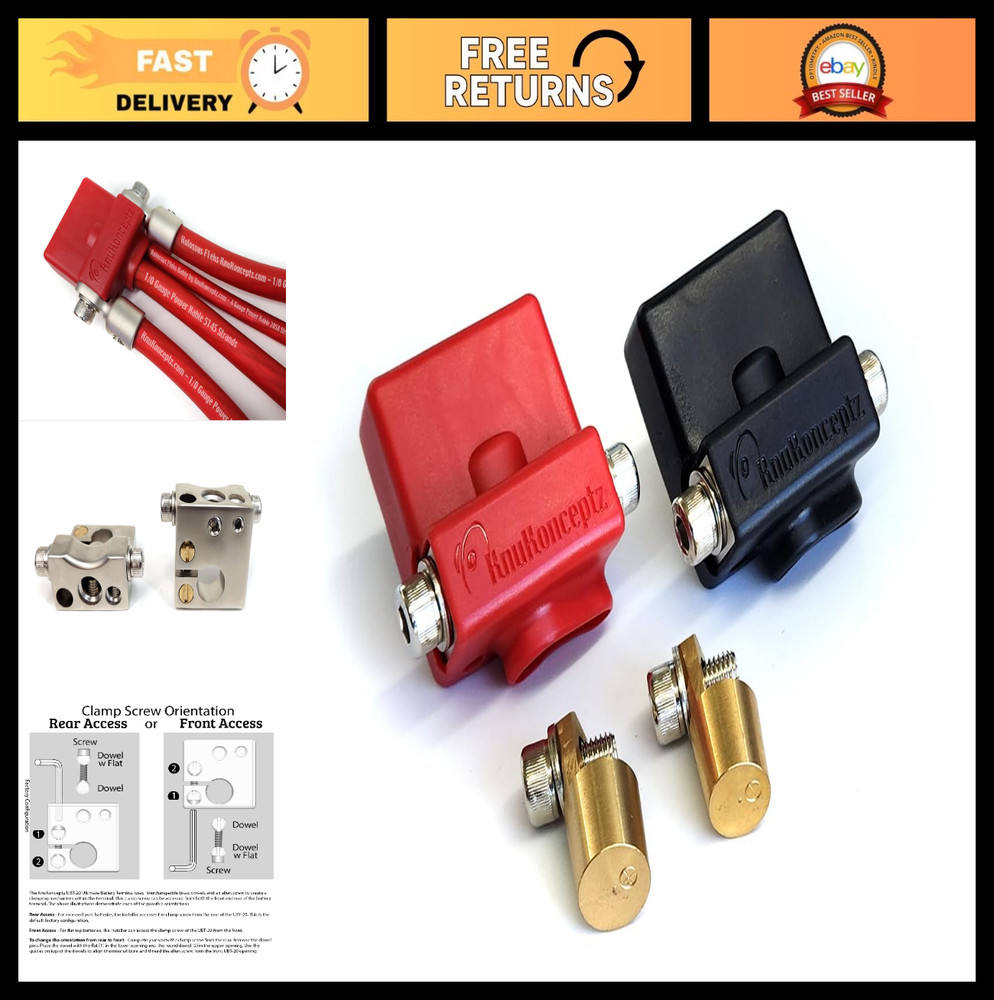 Ultimate Battery Terminal Pair – Positive & Negative with Vertical Top Post Adap