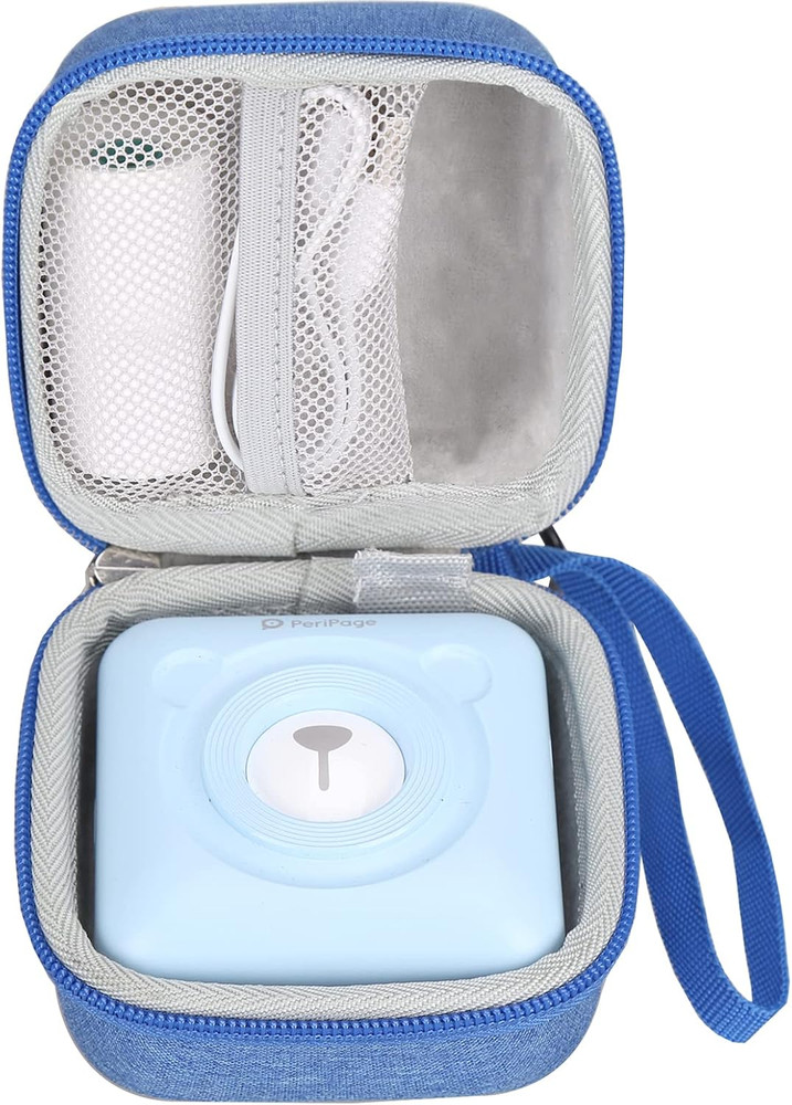 Hard EVA Storage Case for Peripage Mini Pocket Blue-Grey Villus Inside