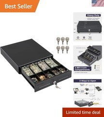 13&Prime; Black Electronic Cash Register Drawer with Anti-Theft Design for Businesses