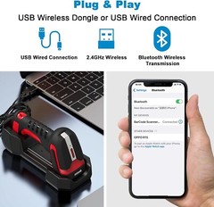 2D QR Industrial Barcode Scanner for Laptop Tablet Wless BT Chrgng Stand Ru