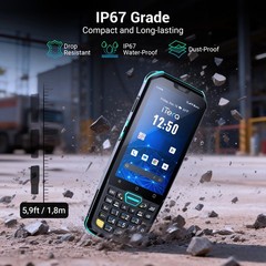 iTera Android 13 Barcode Scanner PDA: HS7 Scan Engine 26-Key Keypad, Black