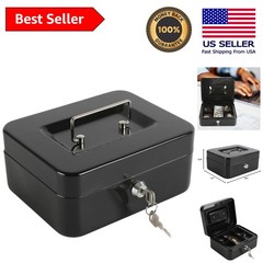 Medium Alloy Steel Cash Box with Key Lock and Organized Coin Tray – 7.87&Prime;x6.30&Prime;