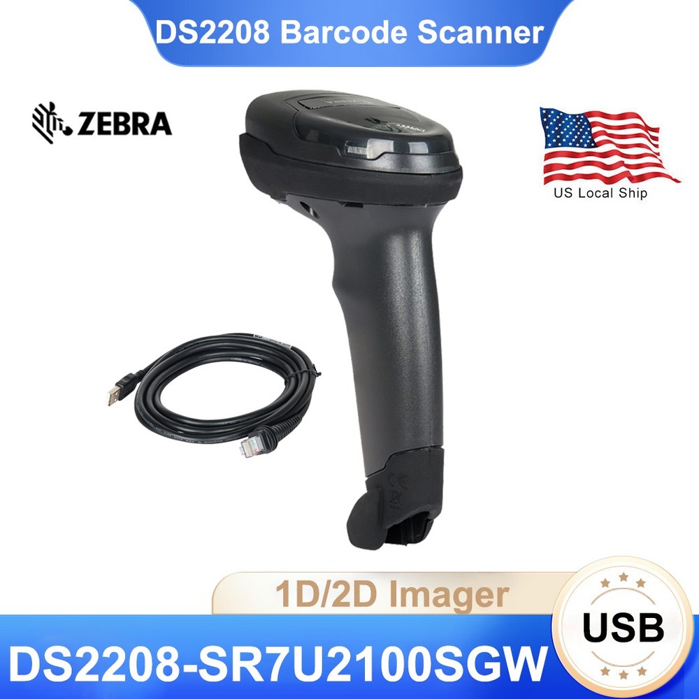 Zebra DS2208-SR7U2100SGW 1D/2D Handheld Barcode Scanner Reader With USB Cable US