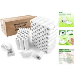 Space-Saving 100 Count 2 1/4&Prime; x 50&prime; Thermal Receipt Paper – All Credit Terminals