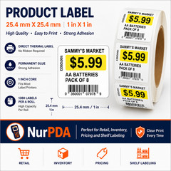NurLabels™ Professional Product Labels #1 – 25.4 × 25.4 mm (10 Roll Pack)
