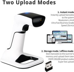 Escáner De Código De Barras Bluetooth Inalámbrico Portátil 1D y 2D Con Soporte