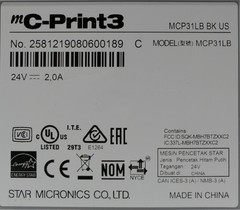 Star Micronics mC-Print3 Thermal POS Receipt Printer MCP31LB BK LAN BT USB, Cord
