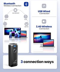 Eyoyo Mini Clip 2D Bluetooth Barcode Scanner 1D QR Code Reader for Android IOS