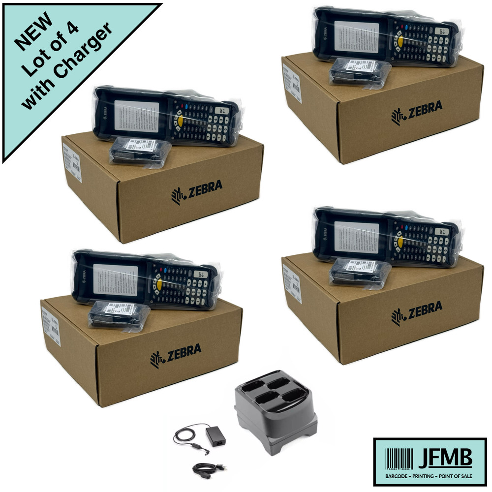 LOT of 4 Zebra MC9300 2D/1D/QR Extended Range Barcode Scanner, w/ Charger! OS 14
