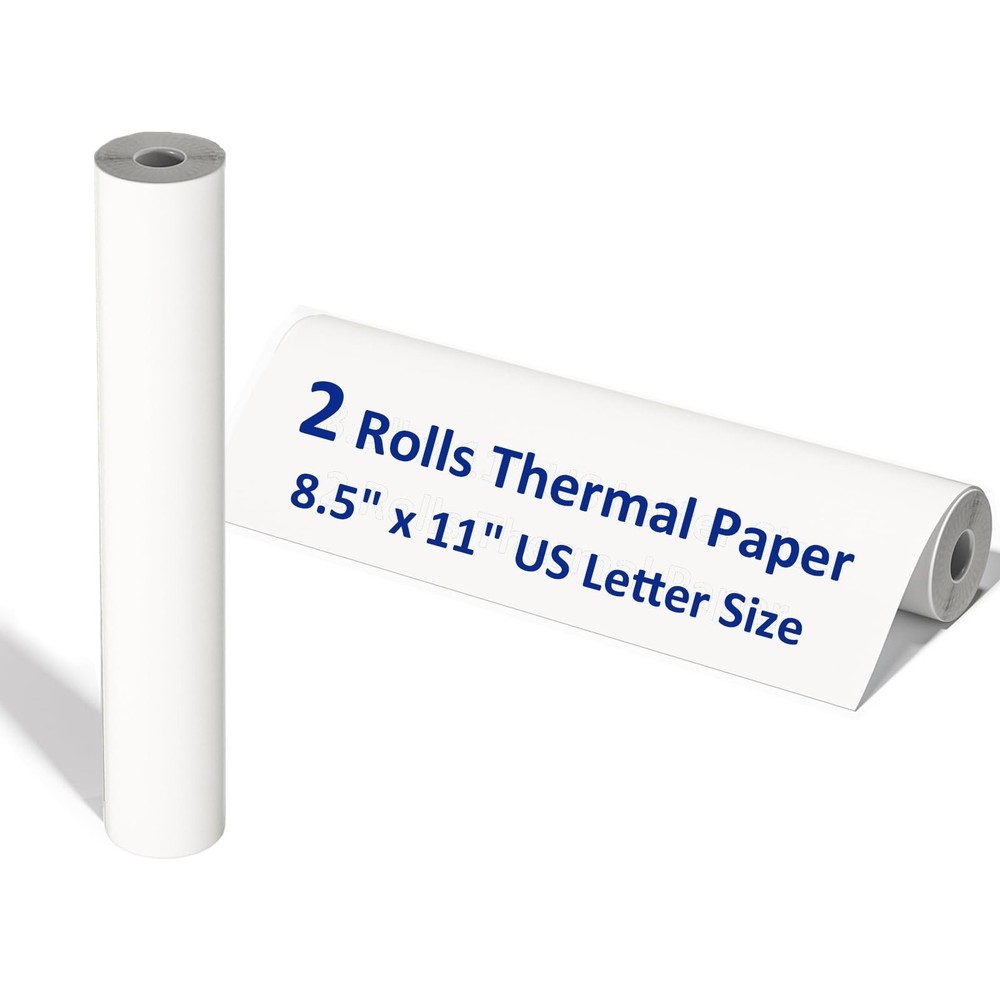 2 Rolls Thermal Printer Paper, Thermal Paper 8.5 X 11 Inch, Us Letter Paper S…