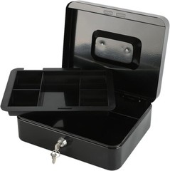 Locking Steel Medium Cash Box with Removable Coin Tray and Key Lock 7.87&Prime;x 6.30&Prime;