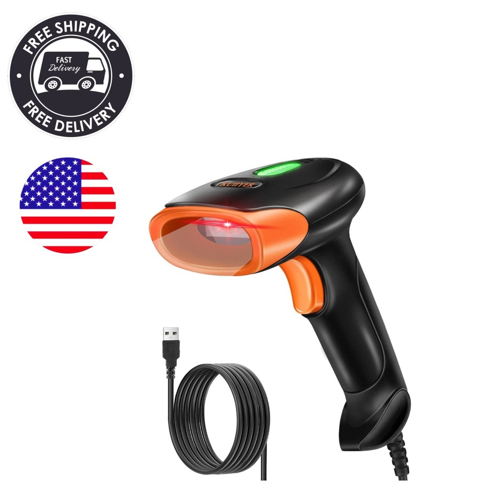 Handheld USB Barcode Scanner: Accurate Scanning for PC, Laptop & POS Use