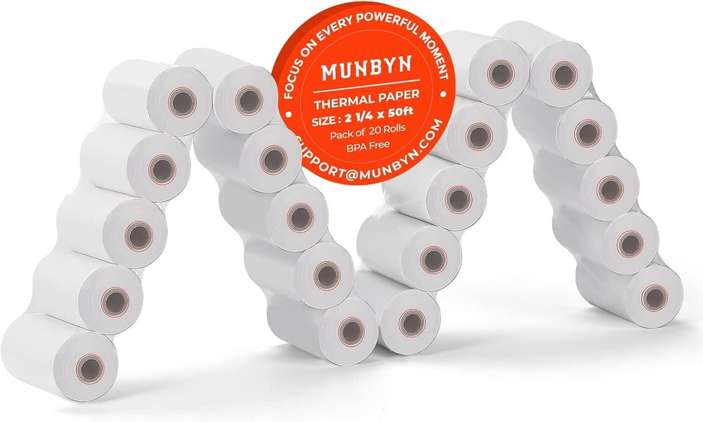 2 1/4 x 50ft Thermal Paper (20 Rolls), BPA Free Receipt Paper, 58mm Thermal R…