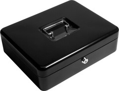 BARSKA Steel Cash Box Safe w/ Key Lock and Removable Tray in Black, CB11790