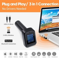 Tera Pro 1D 2D QR Wireless Barcode Scanner with Display Screen Battery Level …