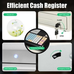48 Keys Electronic Cash Register, LED Retail POS System W/ Printer, Cash Drawer