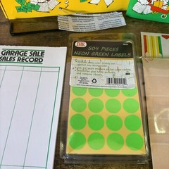 Vintage 1986 Current Inc. Gearing Up For Your Garage Sale Cash Box W Ledger +++