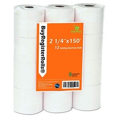 (12 Rolls) 2 1/4 x 150 ft White Adding Machine Tape Paper Rolls Premium One P…