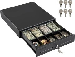 13&Prime; Black Electronic Cash Register Drawer with Anti-Theft Design for Businesses