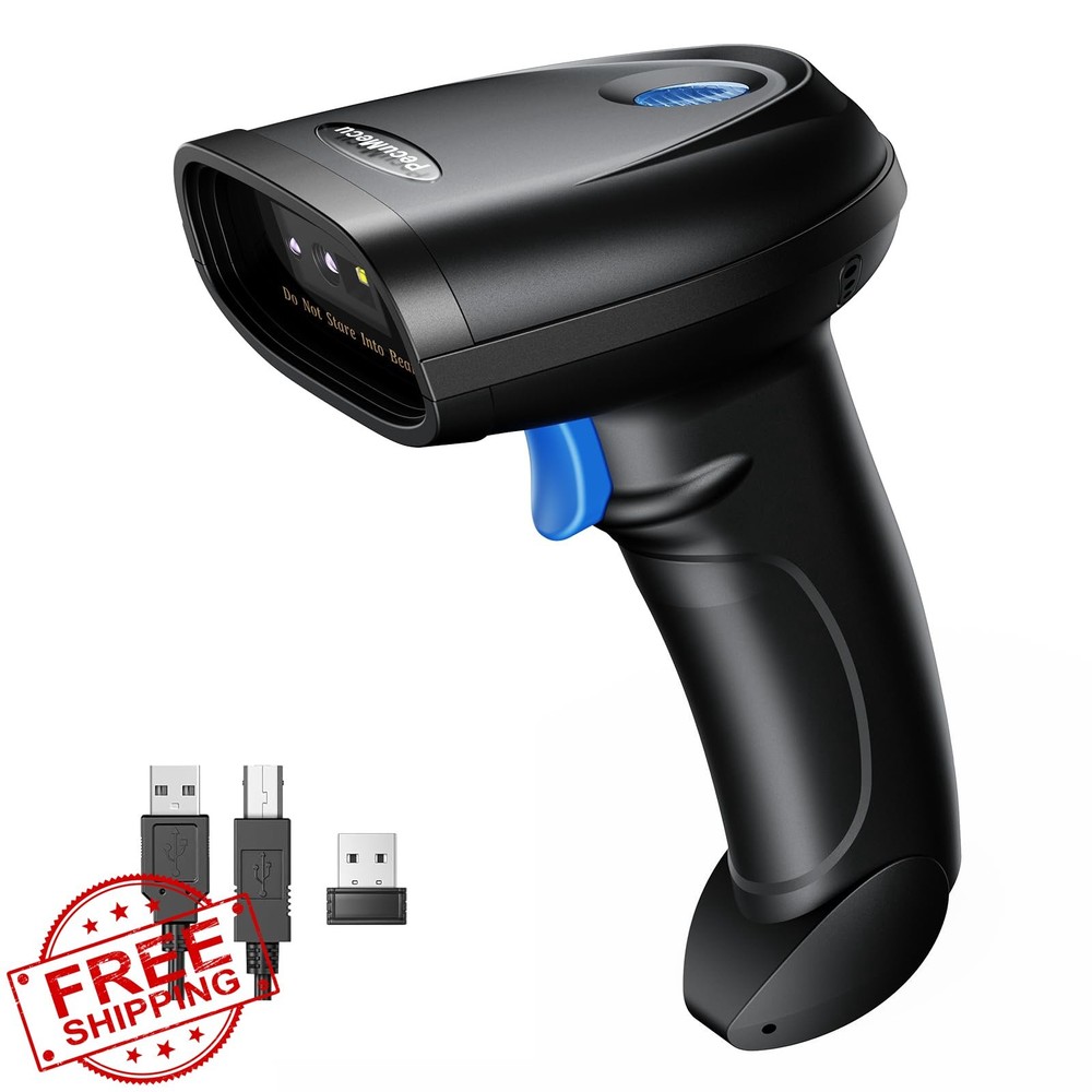 PecuMecu Bluetooth 2D Barcode Scanner Blue 3-in-1 Wireless USB