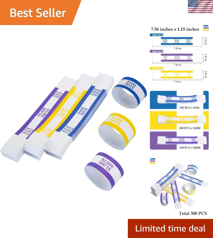 Self-Adhesive Bill Wrappers – 300 PCS Currency Straps for Quick Cash Management