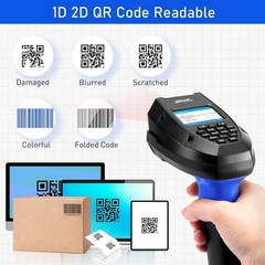 1D 2D Wireless Barcode Scanner with Charging Base Transmission, Inventory Sca…