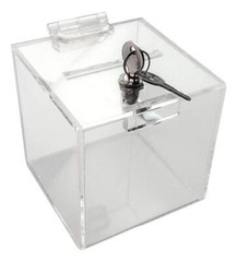 T&rsquo;z Tagz Clear Acrylic Locking Donation, Ballot, Suggestion, Charity Box Display