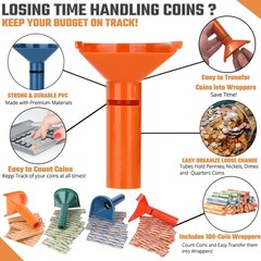 Coin Storage & Sorter Tubes 4 Color – Coded Coin Counters Tubes and Assort