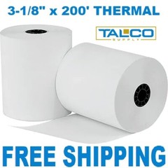 (50) CLOVER STATION 3-1/8&Prime; x 200&prime; THERMAL RECEIPT PAPER ROLLS ~FREE SHIPPING~