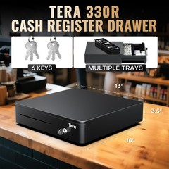 Tera 13 Auto Open Cash Register Drawer Heavy Duty Fully Removable Insert Tray 5