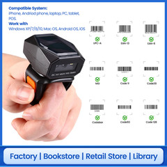 Portable Bluetooth Scanner 1D 2D QR Code Barcode Scanner Automatic Sense Scan