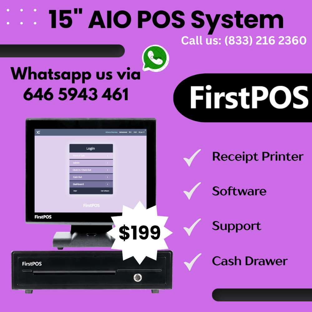 15 » All in One Touchscreen Point of Sale System, Cash Register, POS-Barber Shop
