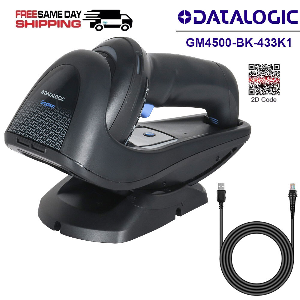 Datalogic Gryphon GM4500-BK-433K1 USB 2D Wireless Scanner w USB Cable & Cradle