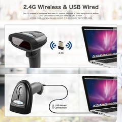 Wireless Handheld 1D Laser Barcode Scanner for Retail, Library, Warehouse & POS