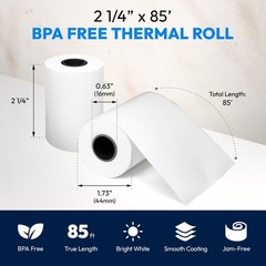 85&prime; Thermal Paper Rolls – 50 Pack, BPA Free, 48 GSM, Safe for POS & Credit Card
