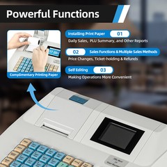 Electronic Cash Register with Drawer Box POS System 48 Keys Thermal Print RS232