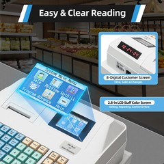 Electronic Cash Register with Drawer Box POS System 48 Keys Thermal Print RS232