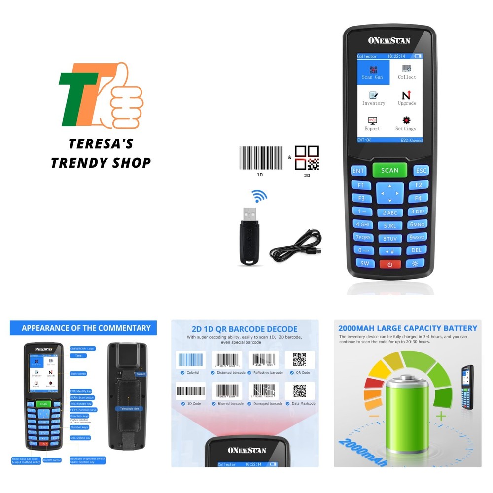 Wireless Barcode Scanner, Portable Inventory Scanner 1D&2D& Handheld Bar Code…